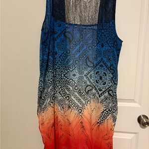 Cato Blue and Orange Patterned Cardigan vest